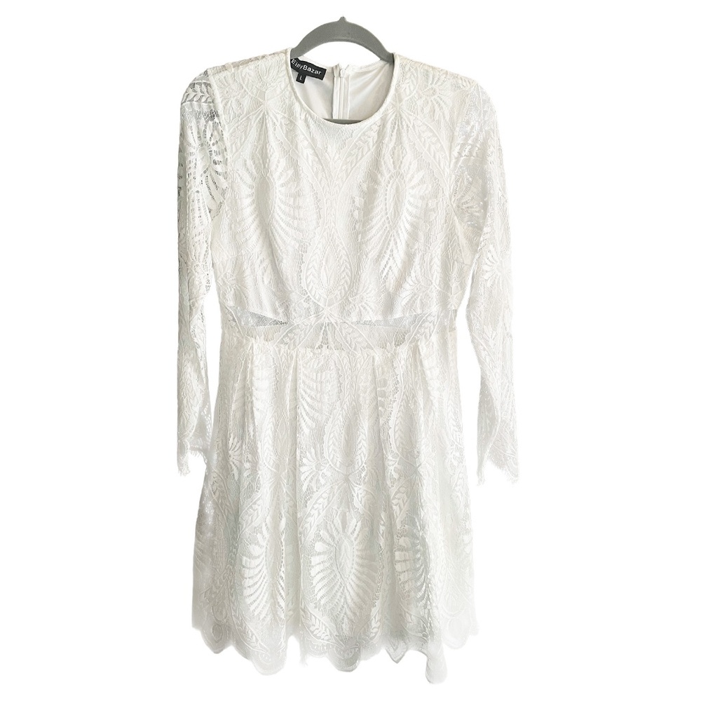 White Lace Flowing Dress Cottagecore Boho szL Eilly Bazar